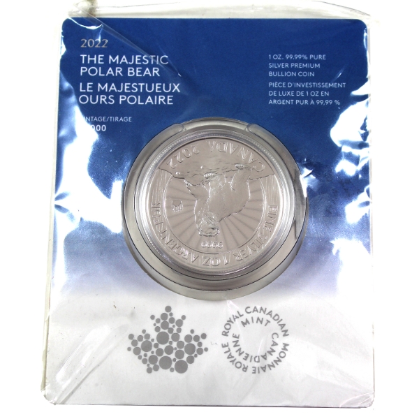 1oz 2022 $5 The Majestic Polar Bear .9999 Fine Silver (Tax Exempt)