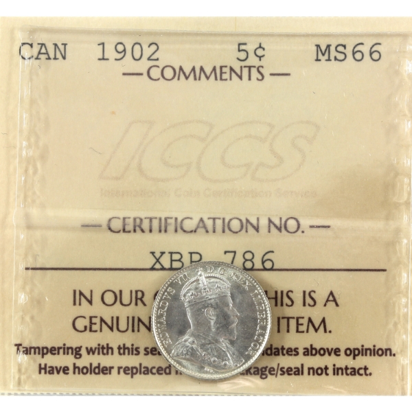 5-cent 1902 ICCS MS66