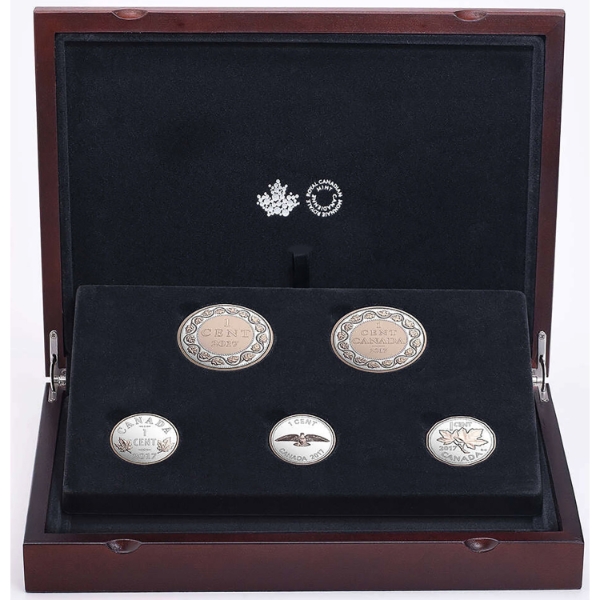 2017 Legacy of the Penny .9999 Fine Silver 5-coin Set w/ Selective Rose Gold Plating (Tax Exempt)