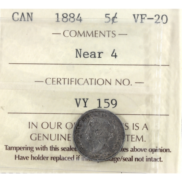 5-cent 1884 Near 4 ICCS VF20
