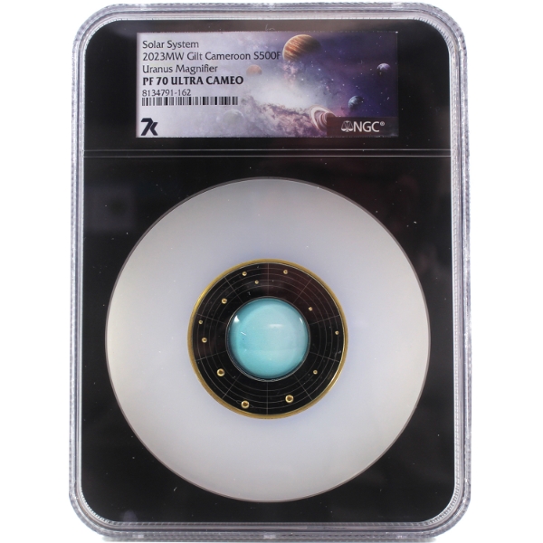 Cameroon Silver 2023MW 500 Francs Solar System - Uranus Magnifier .999 Fine Silver Coin NGC PF70 UC
