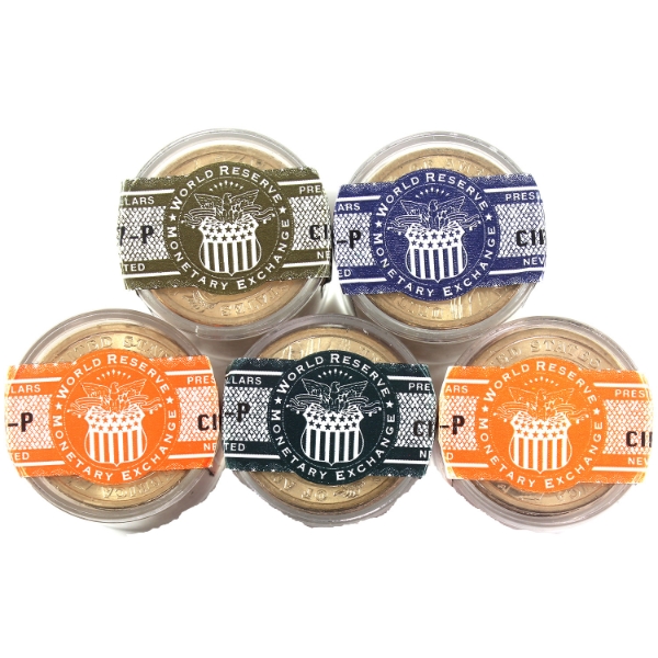 5x USA 2007 & 2008 Uncirculated Gold Plated Presidential Dollar Rolls of 12pcs. 5 Rolls.