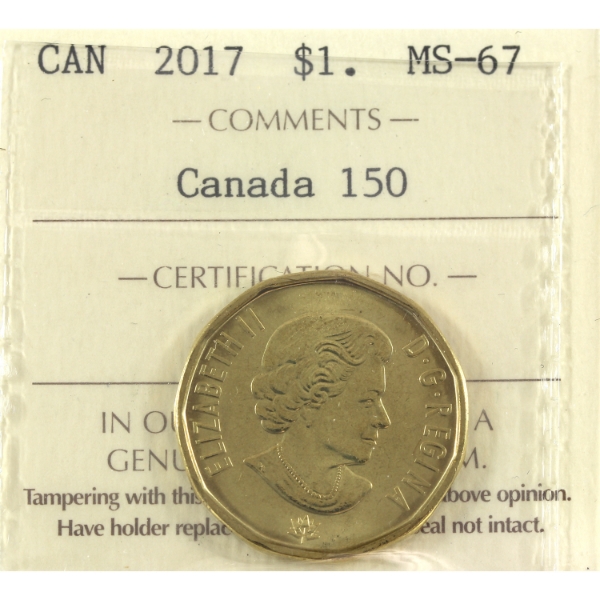 Loon $1 2017 Canada 150 ICCS MS67