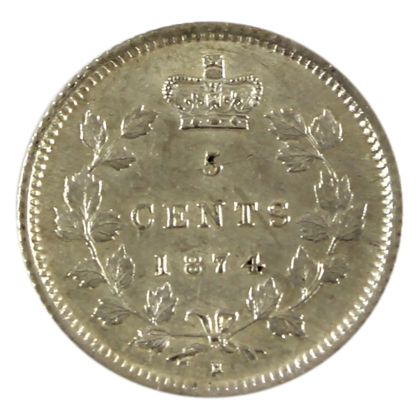 5-cent 1874H Plain 4 UNC+