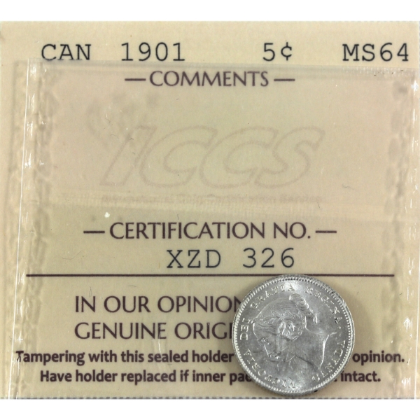 5-cent 1901 ICCS MS64