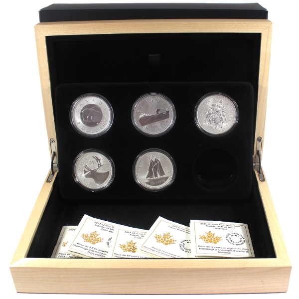 2023-2025 Tribute: W Mint Mark 1oz .9999 Fine Silver Set. 5pcs (Tax Exempt)