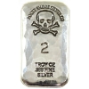 Image 1 : 2oz RSSC Skull & Crossbones .999 Fine Silver Hammered Bar (Tax Exempt)