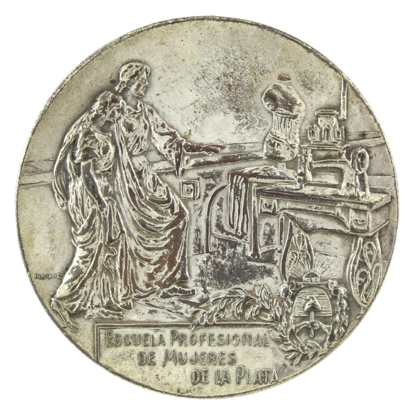 Argentina 1910 Professional School for Women Medal 94.04g-Silver, 57mm.