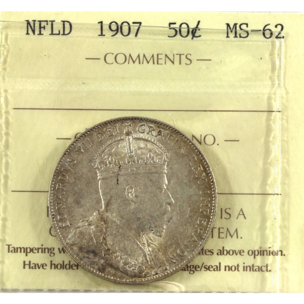 Newfoundland 50-cent 1907 ICCS MS62