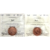 Image 1 : 1-cent 1984 & 1987 ICCS MS66 Red. 2pcs