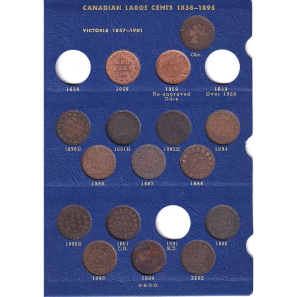 1858-1920 Large Cents in Vintage Blue Whitman Album. 45pcs.