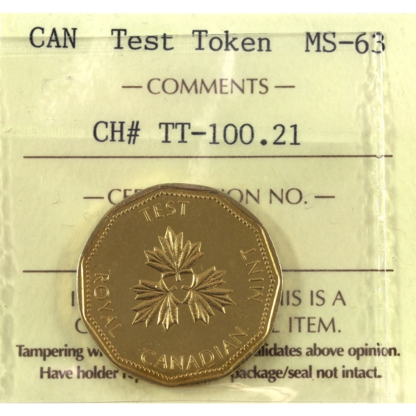 RCM Test Token TT-100.21 N.D. ICCS MS63