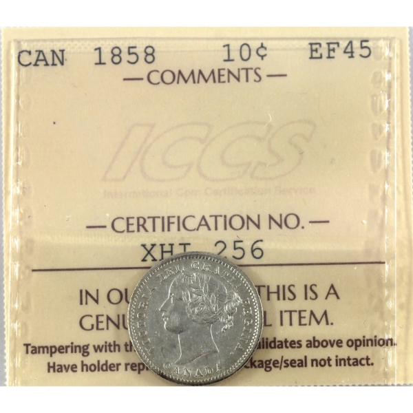 10-cent 1858 ICCS EF45