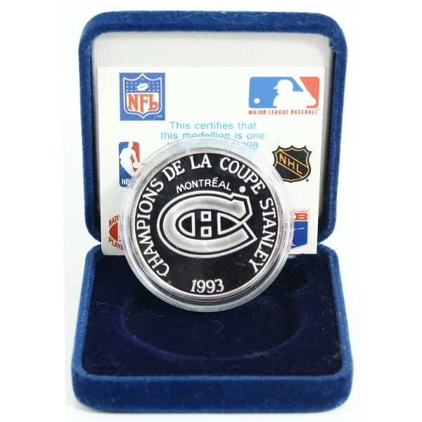NHL Champions de La Coupe Stanley 1993 Silver Montreal Canadiens 1893-1993 .999 Silver (Tax Exempt)