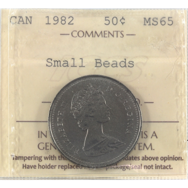 50-cent 1982 Small Beads ICCS MS65