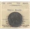 Image 1 : 50-cent 1982 Small Beads ICCS MS65