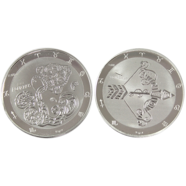 2x 1oz Tokelau 2024 $5 Zodiac Series- Aquarius & Sagittarius .999 Fine Silver Coins. 2pcs 