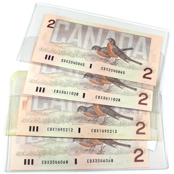 BC-55bA-i 1986 $2 UNC or Better Thiessen-Crow EBX Replacement. 4pcs.