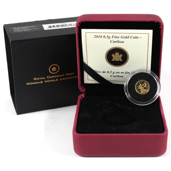 2010 Gold 25-cent Caribou .5g .9999 Fine Gold Coin (Tax Exempt)