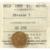Image 1 : Newfoundland Gold $2 1888 Obverse 3 ICCS AU55