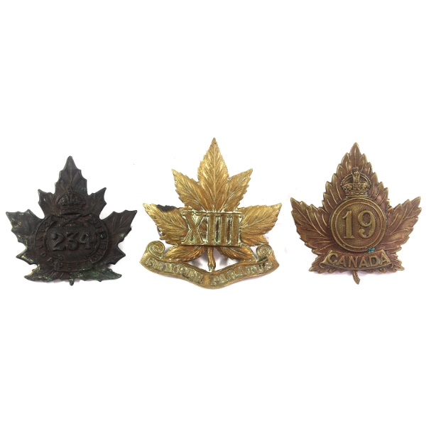 Group Lot of 3x Assorted Canadian Military Cap Badges. 3pcs