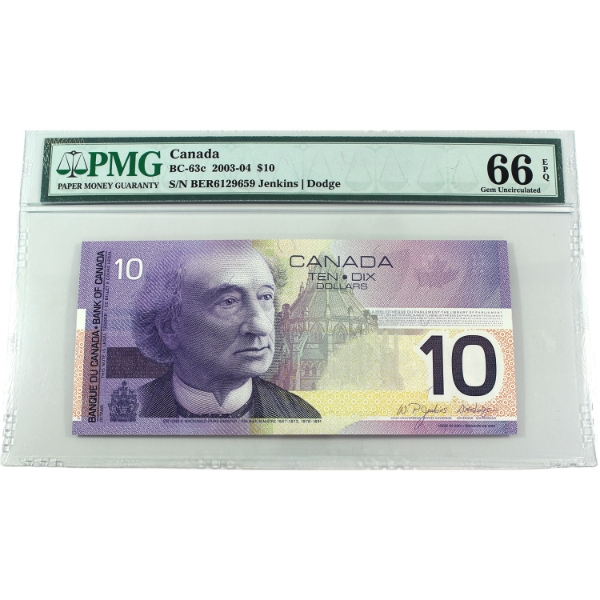 BC-63c 2001 $10 PMG Superb GEM UNC66 EPQ Jenkins-Dodge SN: BER6129659