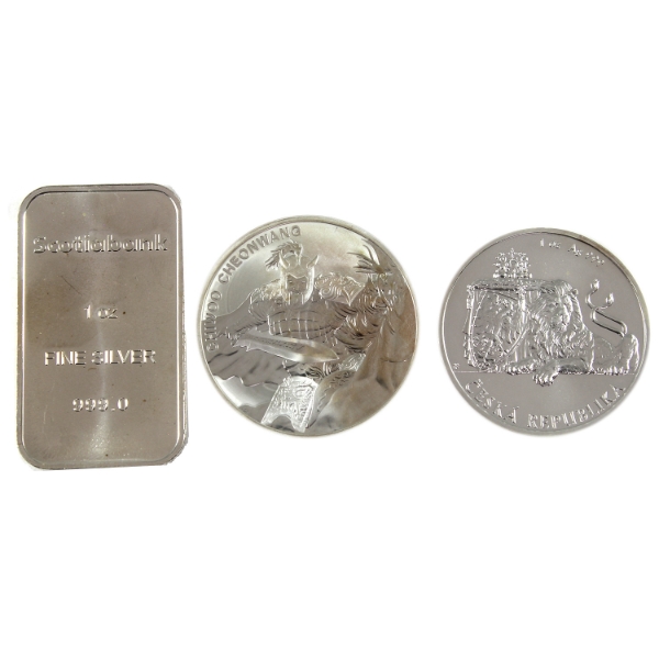 3x 1oz World Assorted .999 Fine Silver Bar & Rounds. 3pcs (Tax Exempt)