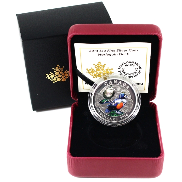 2014 $10 Ducks of Canada - Harlequin Duck Fine Silver Coin (Tax Exempt)
