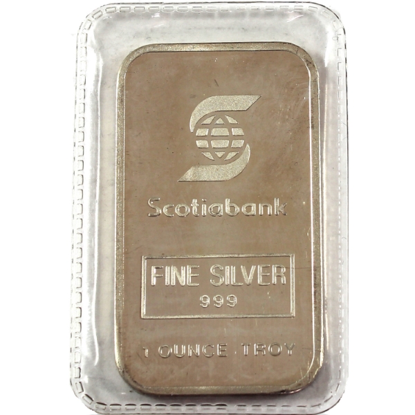 1oz Engelhard Canada Vintage Scotiabank .999 Silver Bar, SN: 001212 *Scarce!* (Tax Exempt)
