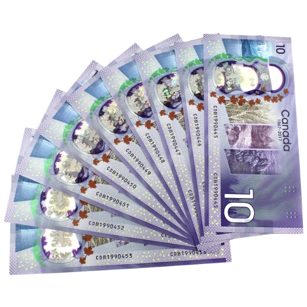 9x BC-75 2017 $10 Consecutive Wilkins-Poloz SN: CDB1990445-"53. 9pcs.