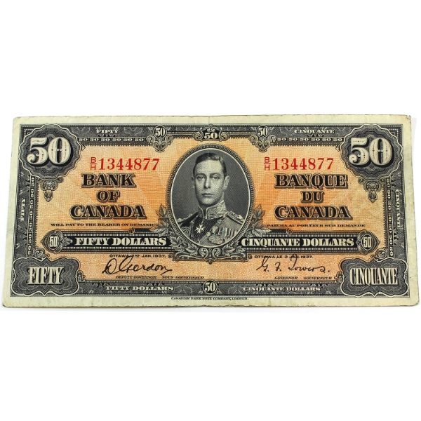 BC-26b 1937 $50 VF Gordon-Towers SN: B/H1344877