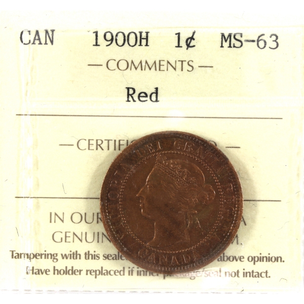 1-cent 1900H ICCS MS63 Red