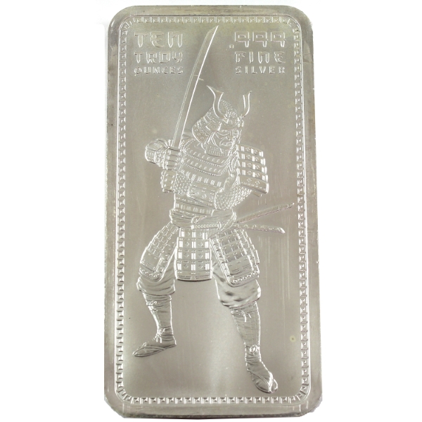 10oz Golden State Mint Samurai Warrior .999 Fine Silver Bar (Tax Exempt)