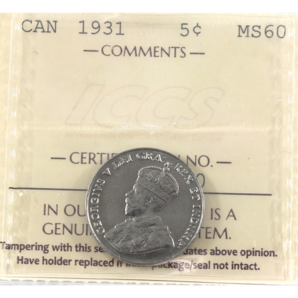 5-cent 1931 ICCS MS60