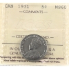 Image 1 : 5-cent 1931 ICCS MS60