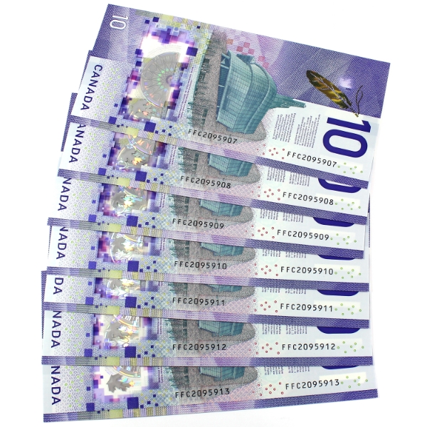 BC-77a 2018 $10 Consecutive Wilkins-Poloz SN:FFC2095907-"13. 7pcs.