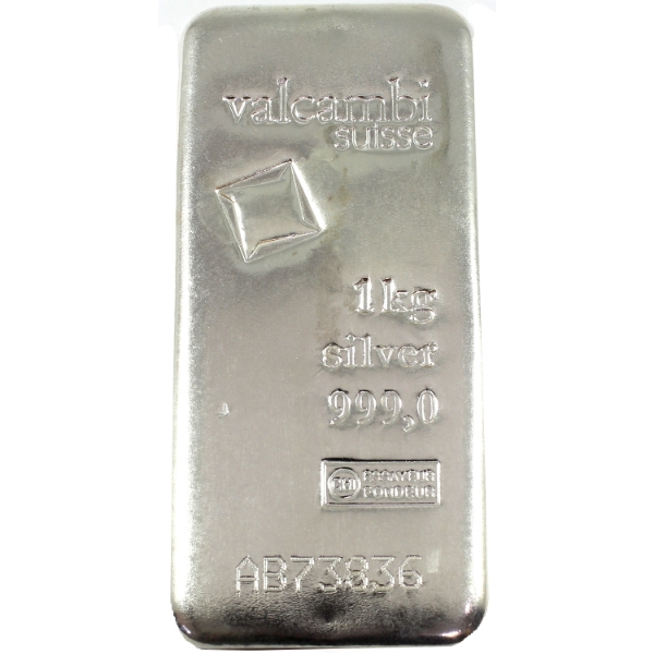 1 Kilo Valcambi Suisse .999 Fine Silver Bar (Tax Exempt)