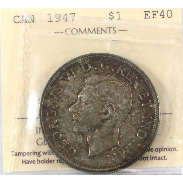 Silver $1 1947 Blunt 7 ICCS EF40