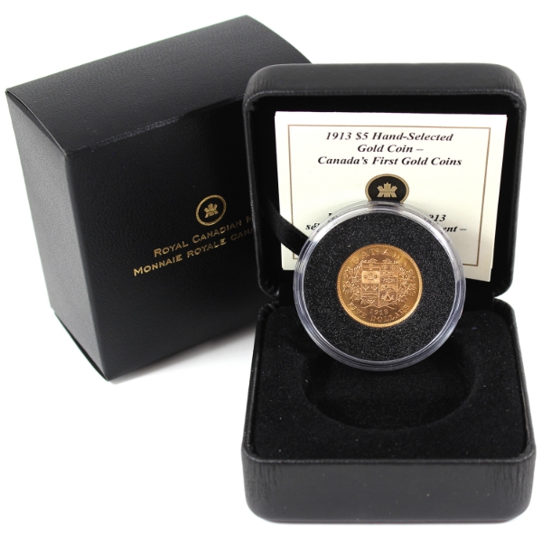 1913 Gold $5 Hand-Selected Gold Coin - Canada's First Gold Coins in RCM Packaging