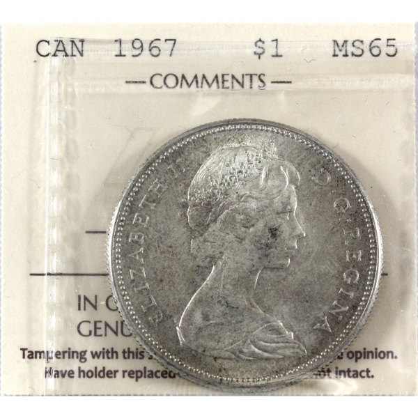 Silver $1 1967 ICCS MS65