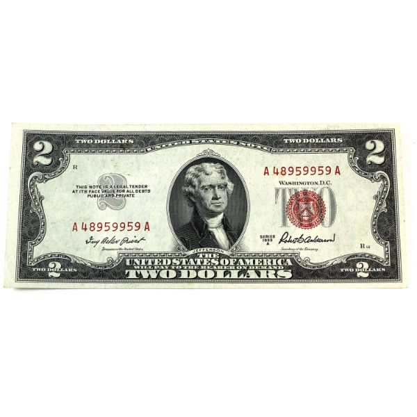 USA 1953A FR# 1510 $2 Note Priest-Anderson, AU-UNC. SN: A48959959A