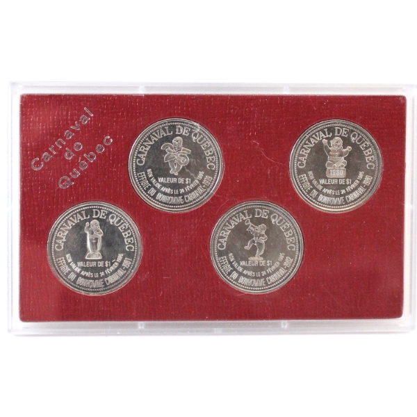 1985 Carnaval de Quebec "Dollar Du Carnaval" Tokens in Plastic Holder