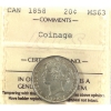 Image 1 : 20-cent 1858 Coinage ICCS MS63; Choice Example