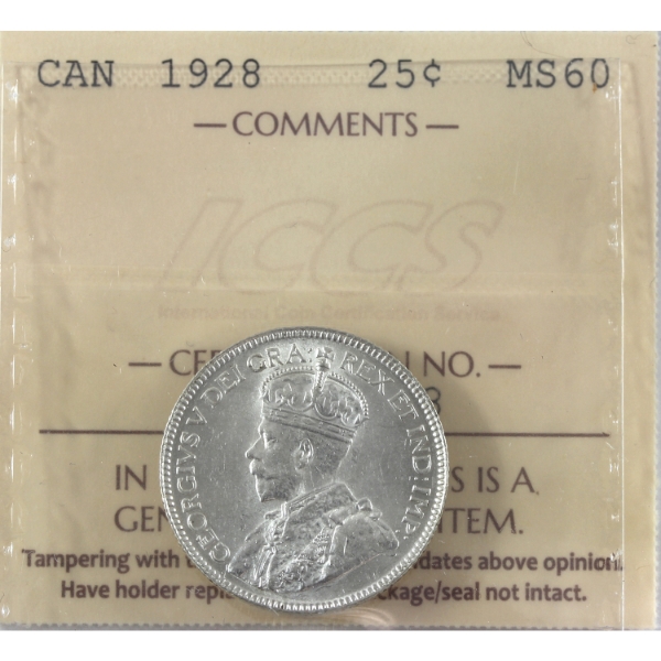 25-cent 1928 ICCS MS60