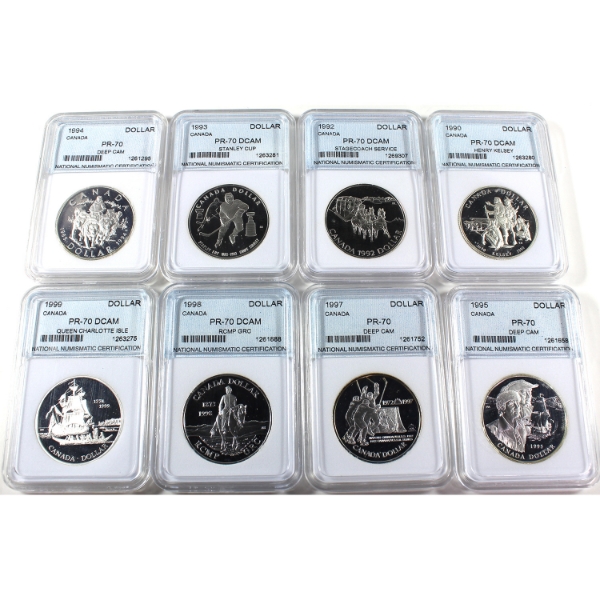 Nickel $1 1990-1999 NNC PR70 Deep Cameo. 8pcs.
