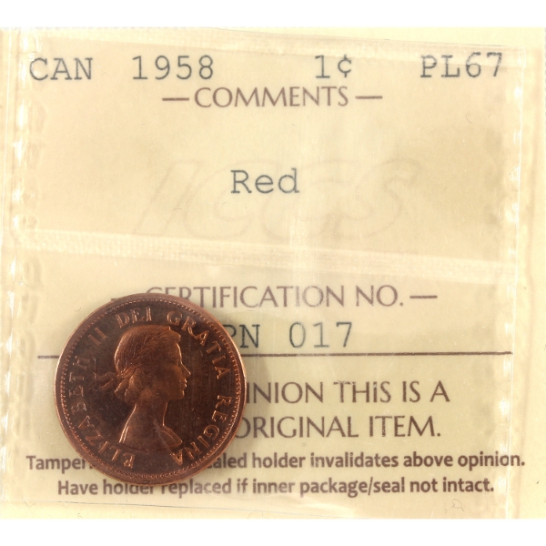 1-cent 1958 ICCS PL67 Red
