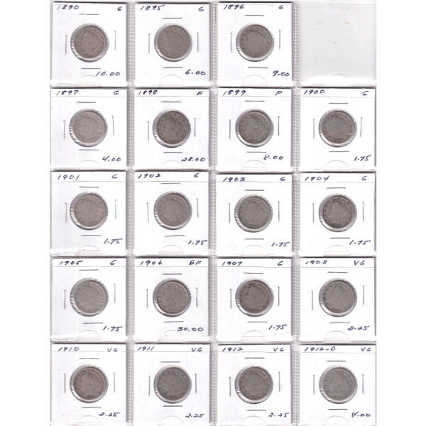 USA 5-cent 1890-2011 Bulk Collection in 10x 20-Pocket Sheets in 3 Ring Binder. 178pcs