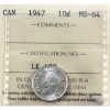 Image 1 : 10-cent 1947 ICCS MS64