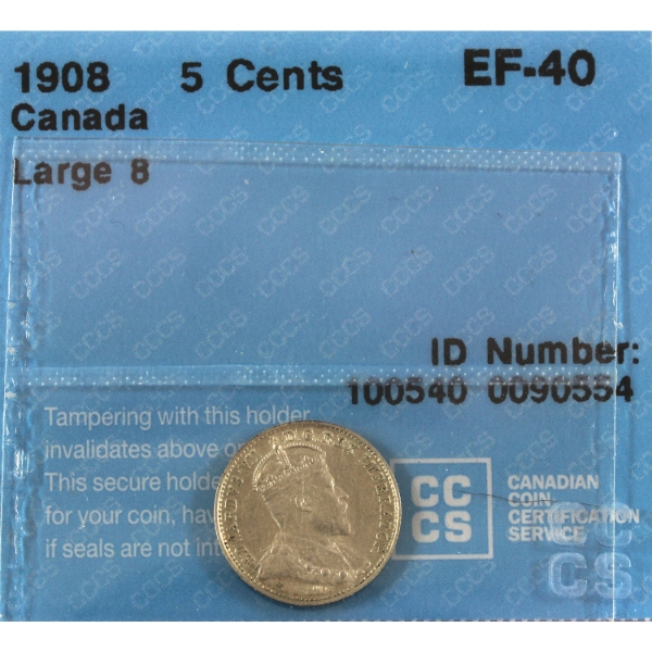 5-cent 1908 Large 8 CCCS EF40