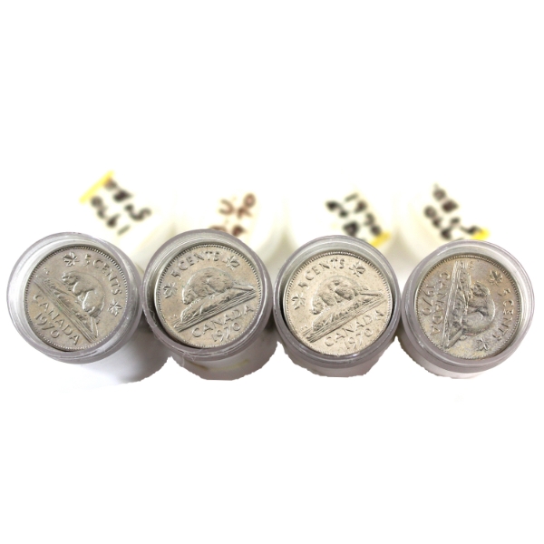 *5-cent 1970  Nickel Rolls of 40pcs. 4 Rolls.